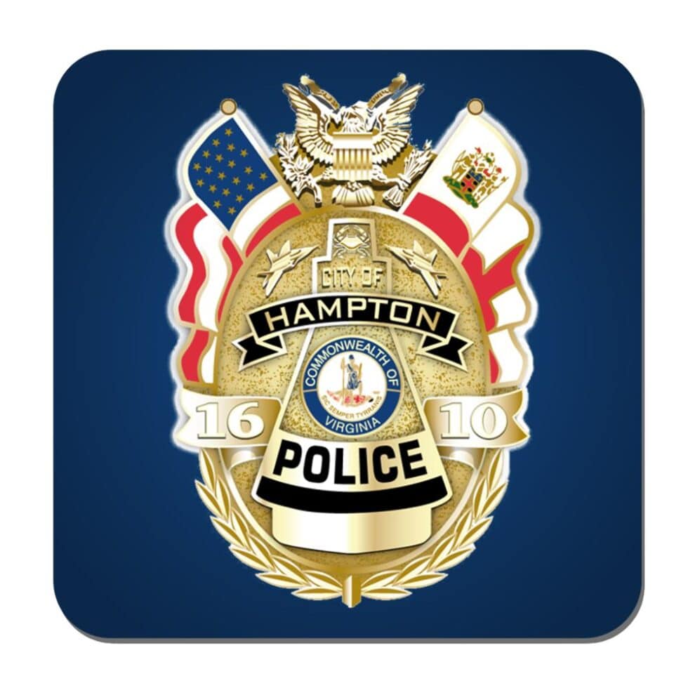 Hampton Virginia police logo dark blue background